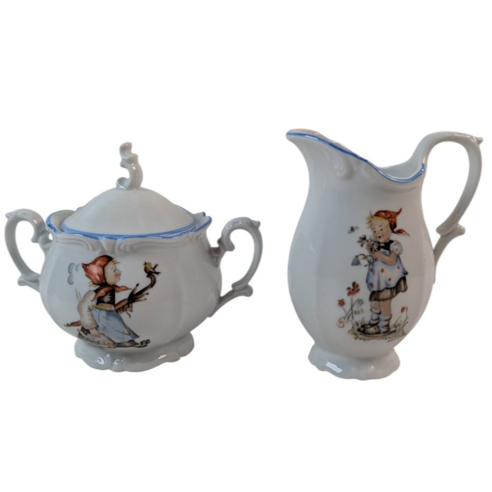 Vintage Goebel Sugar Bowl and Creamer Sister Bertha Hummel Made in West Germany